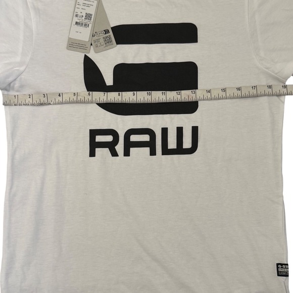 G-Star RAW T-Shirt White‎ Logo Slim Fit Short Sleeve Top Kids Boys Medium - Picture 5 of 8